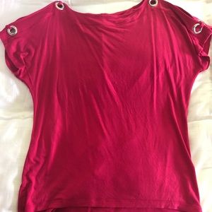 Pink Top with Silver Ring Ties